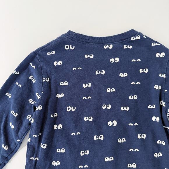 [Baby Gap] Blue Boo! Graphic Halloween Eyes Long Sleeve T-Shirt Size 4 Years - Picture 7 of 9